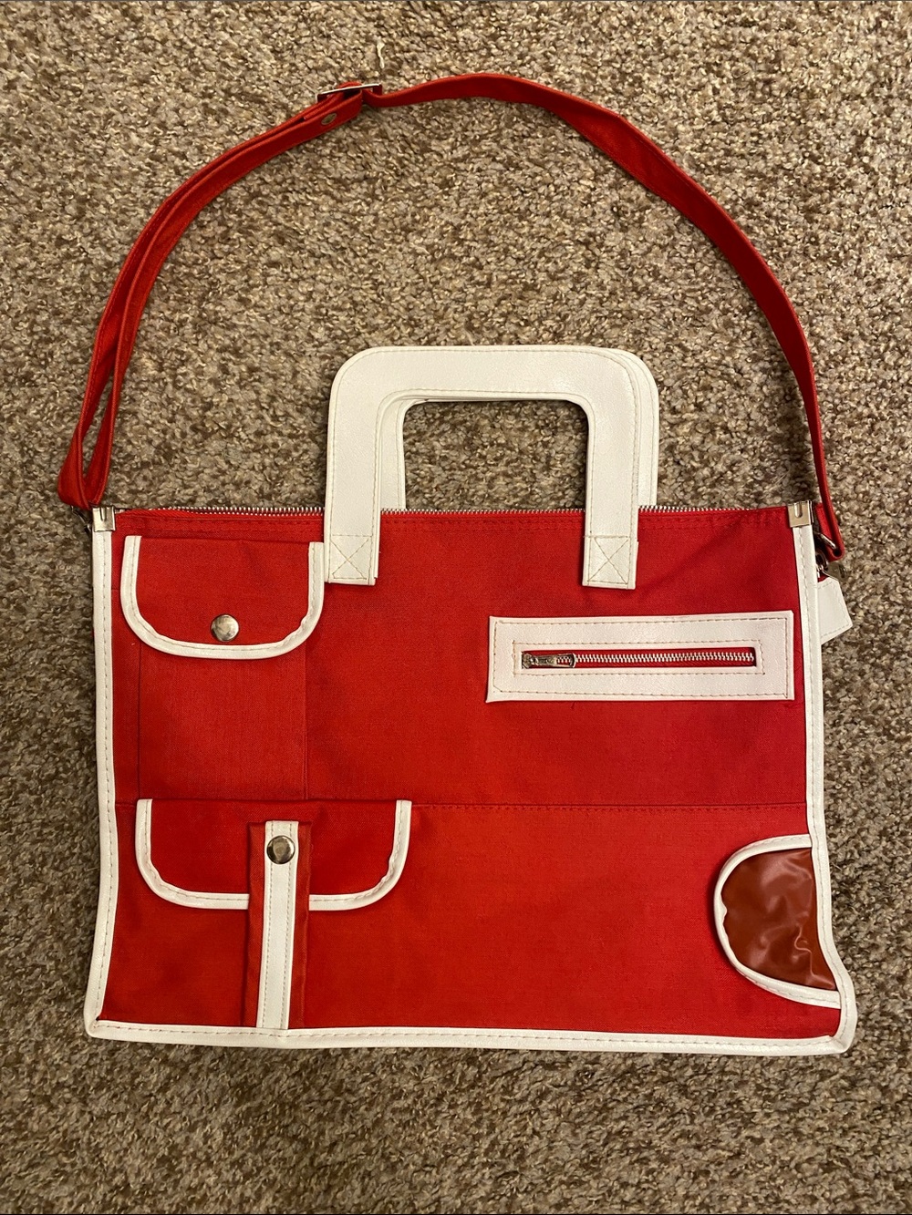 Deadstock red canvas vintage messenger bag